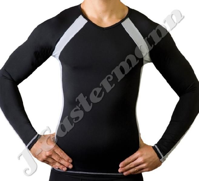 Mens Long Sleeve Compression Shirt With Grey Panel JEI-9130