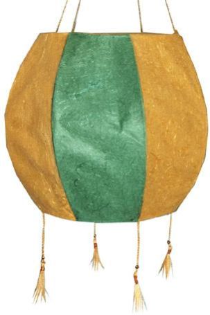 mustard yellow forest green handmade paper lamp shed