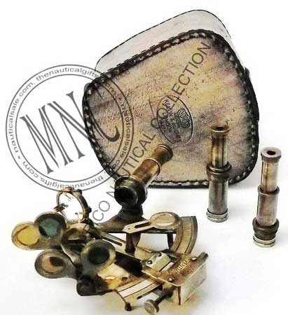 Antique Brass Sextant With Leather case
