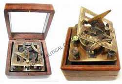 Brass Square Shape Sundial Clock Compass