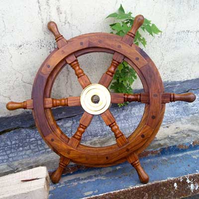 Brass Wood Ship Wheel