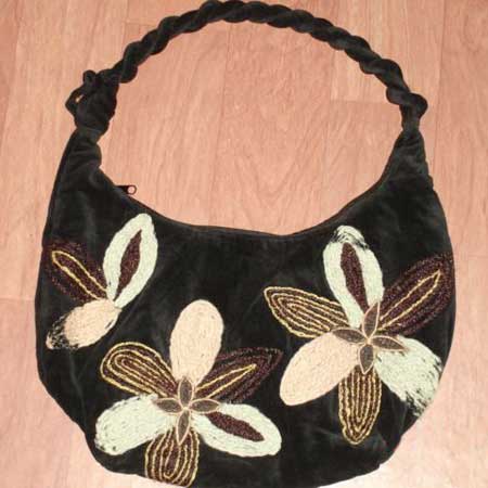 Ladies Cotton Velvet Handbags 02