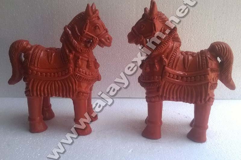 Terracotta Garden Decorative Horse, Color : Red