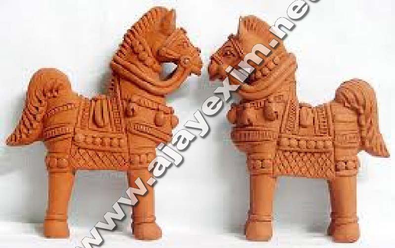 Hand made Terracotta Pair Horse Statues, Feature : Eco Friendly