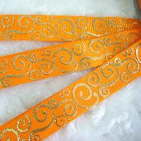 Golden Printed Linen Ribbon