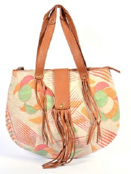 Handmade Printed Leather Lock Shoulder Bag