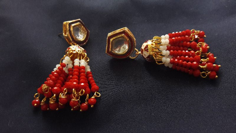 Red Kundan Jhumka