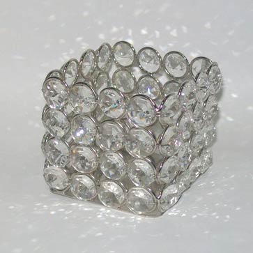 Square Glass Crystal Beads Votive Holder