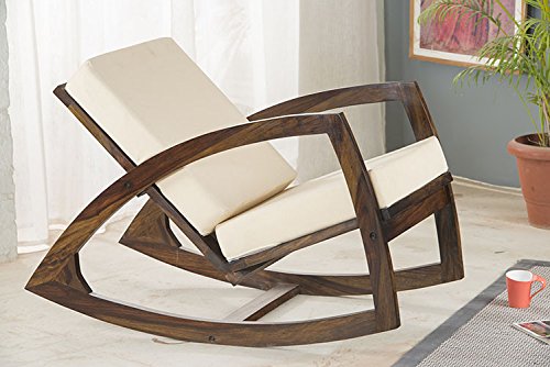 Shilpi Sheesham Wood Rocking Chair With Cushions