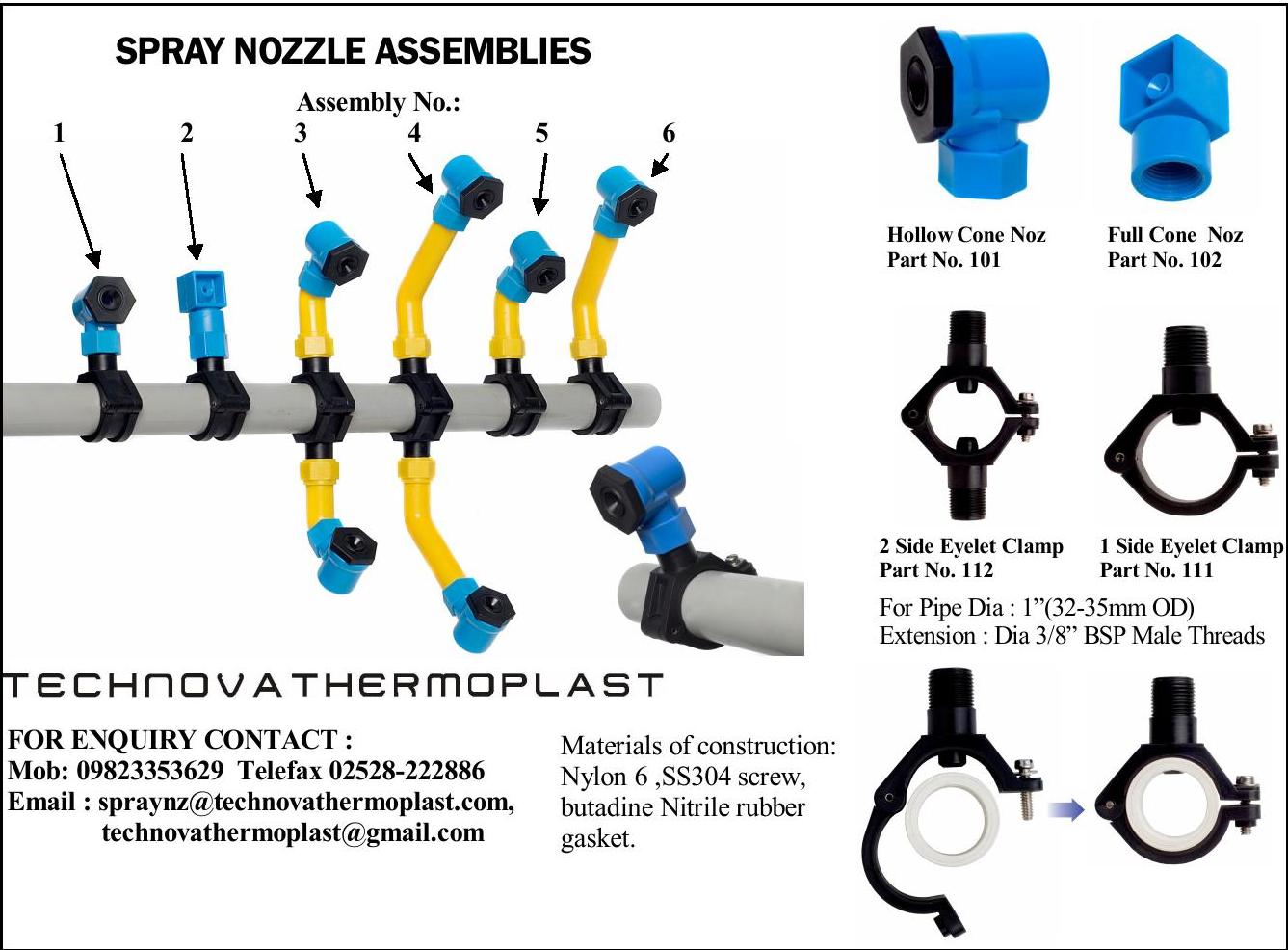 plastic spray nozzle assemblies
