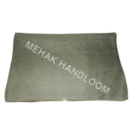 Plain Olive Woolen Blanket, Technics : Handloom