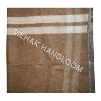 Mehak Stripes 2200 Grms Woolen Railway Blanket, Color : Brown
