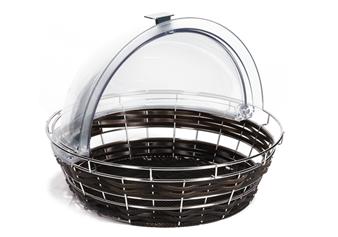 Round Rattan Basket with Roll Top Lid