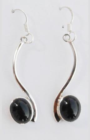 Black Onyx Cab Ear Ring-EERC-0020
