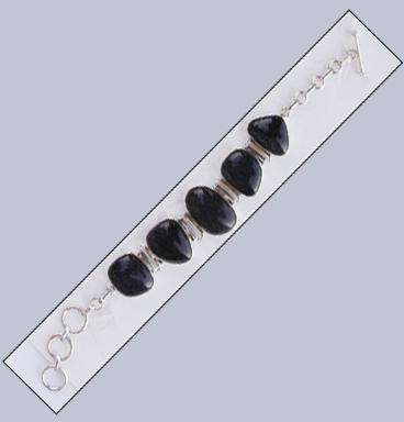 EBRC-001 Sterling Silver 925 Blue Sun Stone Cab Bracelet