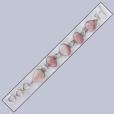 EBRC-006 Sterling Silver 925 Pink Opal Cab Bracelet