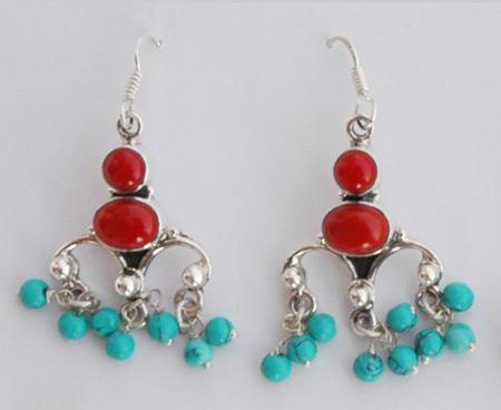 Turquoise Cab Ear Ring-EERC-0013
