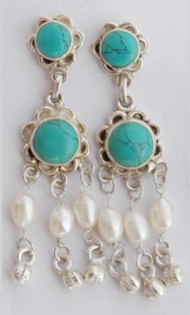 Turquoise Cab Ear Ring-EERC-0015