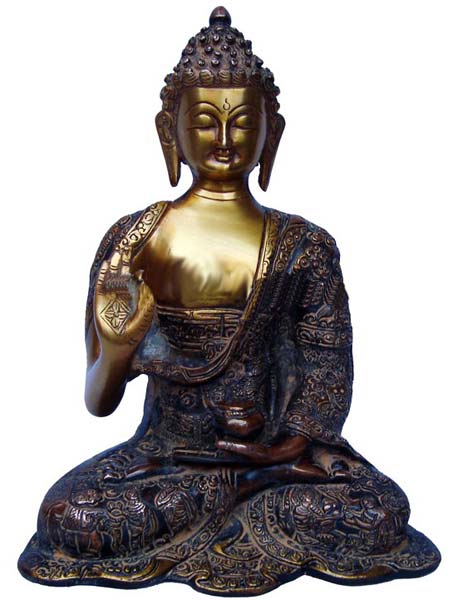 antique brass buddha statue