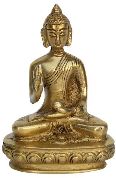 Aakrati Brass Blessing Buddha Statue, for Home Decor, Style : Antique