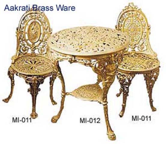 Brass Coffee Table and Chair Set