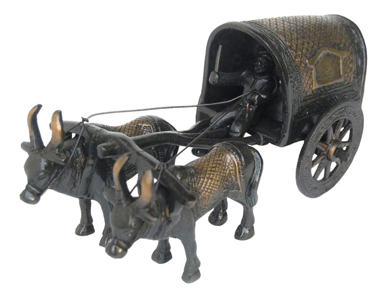 Brass Decorative Statue of Bullock Cart
