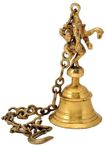 Brass  made antique finishTemple Bell of Dancing Ganesha