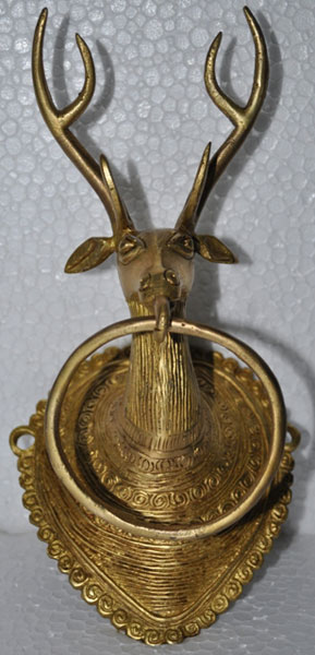 Brass Made Antique Look Deer Head Door Knocker Figure/towel Ring Holder