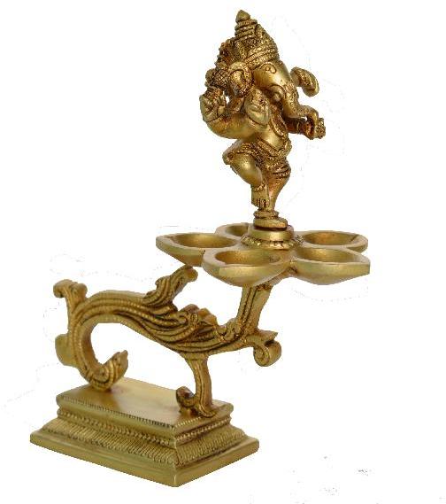 Lord Ganesha Oil Lamp made of Brass Stand For worship