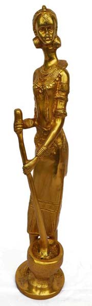 Home decor metal brass made standing Lady figure