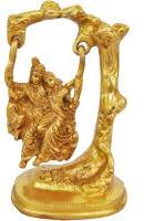 Lord Radha Krishna Brass Statue, Color : Yellow