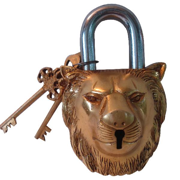Lion Face Pad Lock of brass by Aakrati