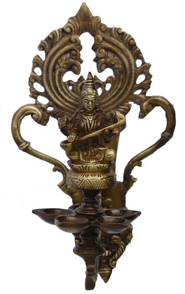 Oil lamp to hang on wall  with Lakshmi Ji brass Sculpture