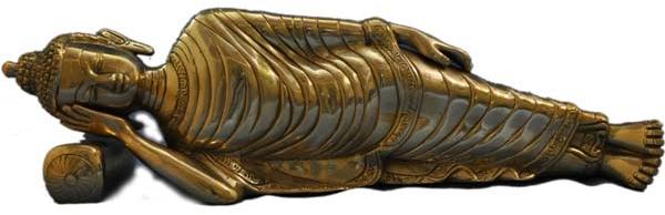 Religious Brass Lord Buddha Resting Statue- A peaceful Decorative Figu