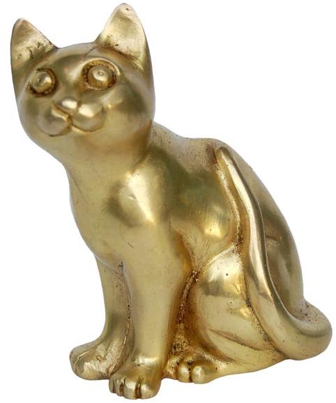 Sitting Cat Statue with antique brass look