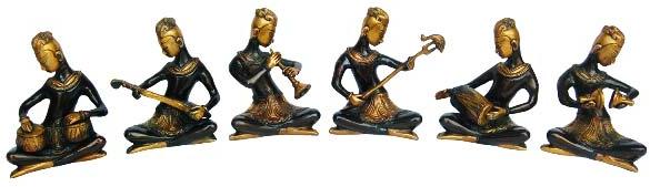 Sitting Musician Set of Brass Statue for Decor and Gift