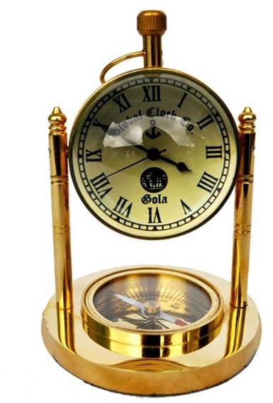 Table Clock with Compass On Base