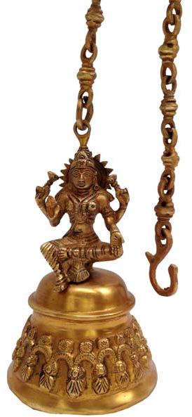 Temple Hanging Brass Bell with Goddess LaKshmi by Aakrati