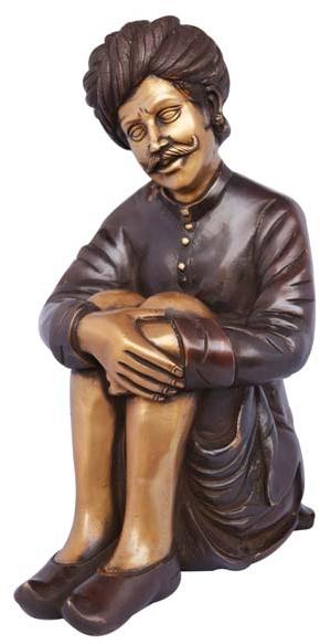 Traditional Sitting man Sculpture made by indian craftman