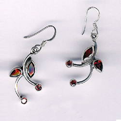 Silver Faceted Stone Earrings E-612