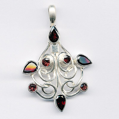 Silver Faceted Stone Pendant- P-414