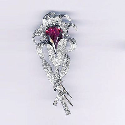 Riyo Gems White Gold Diamond Brooches