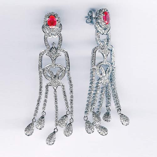 Riyo Gems White Gold Earrings