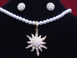 CNP - 338A Artificial White Pearl Necklace Set