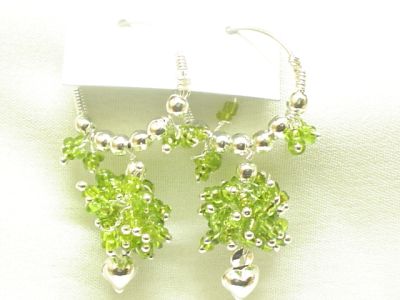 Gold Plated Earrings with Green Beads Cer07