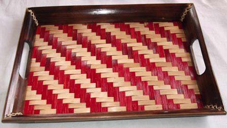 Rectengular Handmade Bamboo Tray, for Homes, Hotels, Restaurants, Size : 12 x 10 inch
