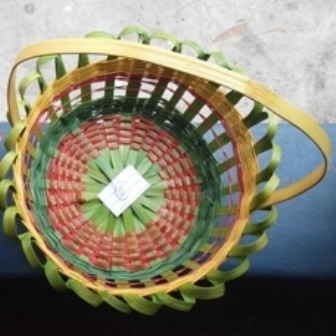 Round Hand madeBamboo Flower Basket with Handel