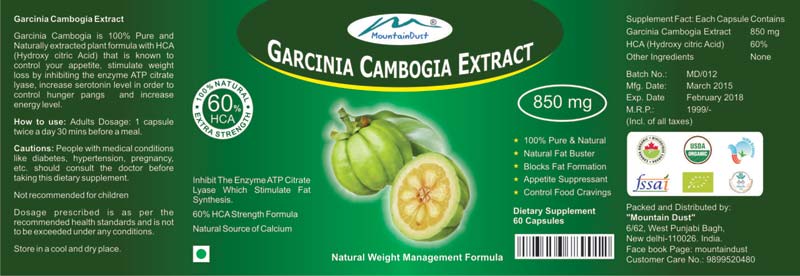 Garcinia Cambogia Extract 850mg 60 Veg Capsules