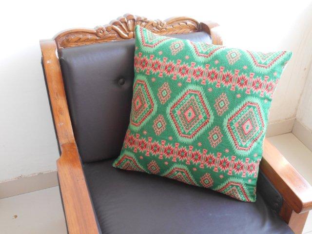 Green Woven Cushion Cover