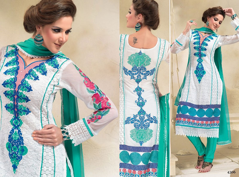 Churidaar with Heavy Lace Work Salwar Kameez